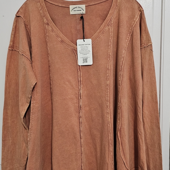 Ces Femme Organic Cotton Burnt Orange Top. NWT - Picture 2 of 13